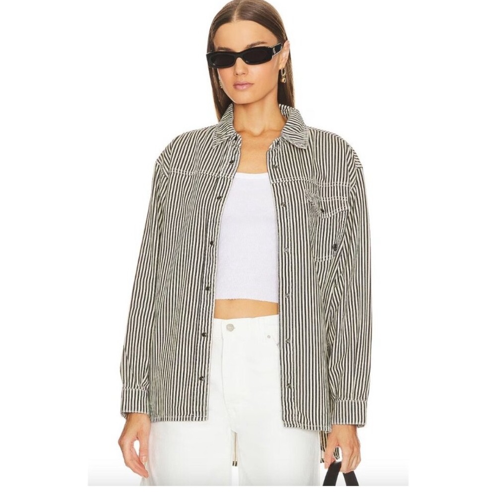 Anine Bing Striped Button-Up Simon Shirt
